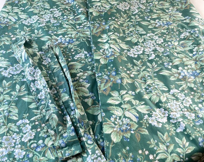 Vintage Laura Ashley Curtain Panels, Green Floral Laura Ashley Drapes