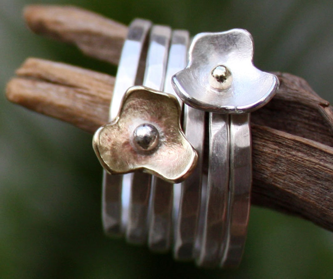 Stacking Blossoms Ring,silver Flower Ring,stackable. - Etsy