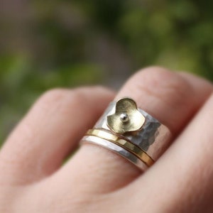 Flower Stacking Rings Hammered Sterling Silver,bronze,blossom,handmade ...