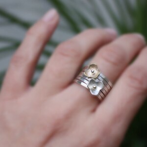 Stacking Blossoms Ring,silver Flower Ring,stackable. - Etsy
