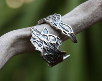 Leaf ring,nature inspired,plant ring,wavy ring,lace ring,sterling silver.