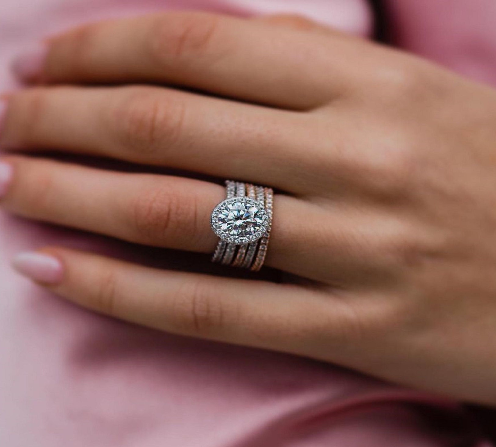 Moissanite Engagement Ring Wedding Set 14K Gold Ring Bridal | Etsy