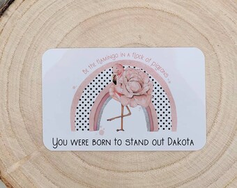 Personalised wallet card, purse card, keepsake gift, pocket hug, gift for her, flamingo gifts