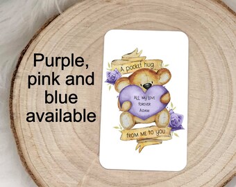 Personalised wallet card, pocket hug, aluminium card, keepsake gift, missing you