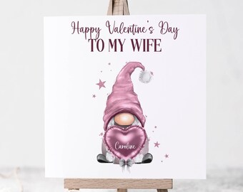 Personalised Valentine card, card for wife, card for her, Happy Valentine's Day, gonk card