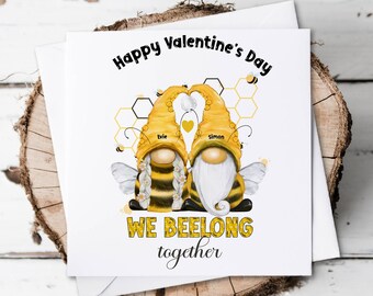 Personalised Valentine card, bee valentine, card for boyfriend, card for girlfriend, card for wife, card for husband