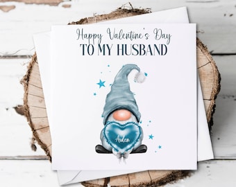 Personalised Valentine card, card for husband, card for him, Happy Valentine's Day, gonk card