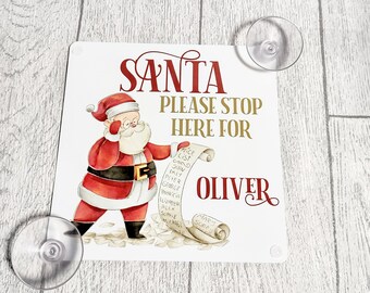 Name plaque Christmas SANTA PLEASE STOP HERE FOR banner personalised Garland MDF Name plaque Christmas SANTA PLEASE STOP HERE FOR banner personalised Garland MDF