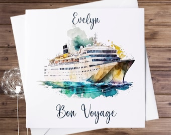 Bon voyage, cruise greeting card, personalised card.