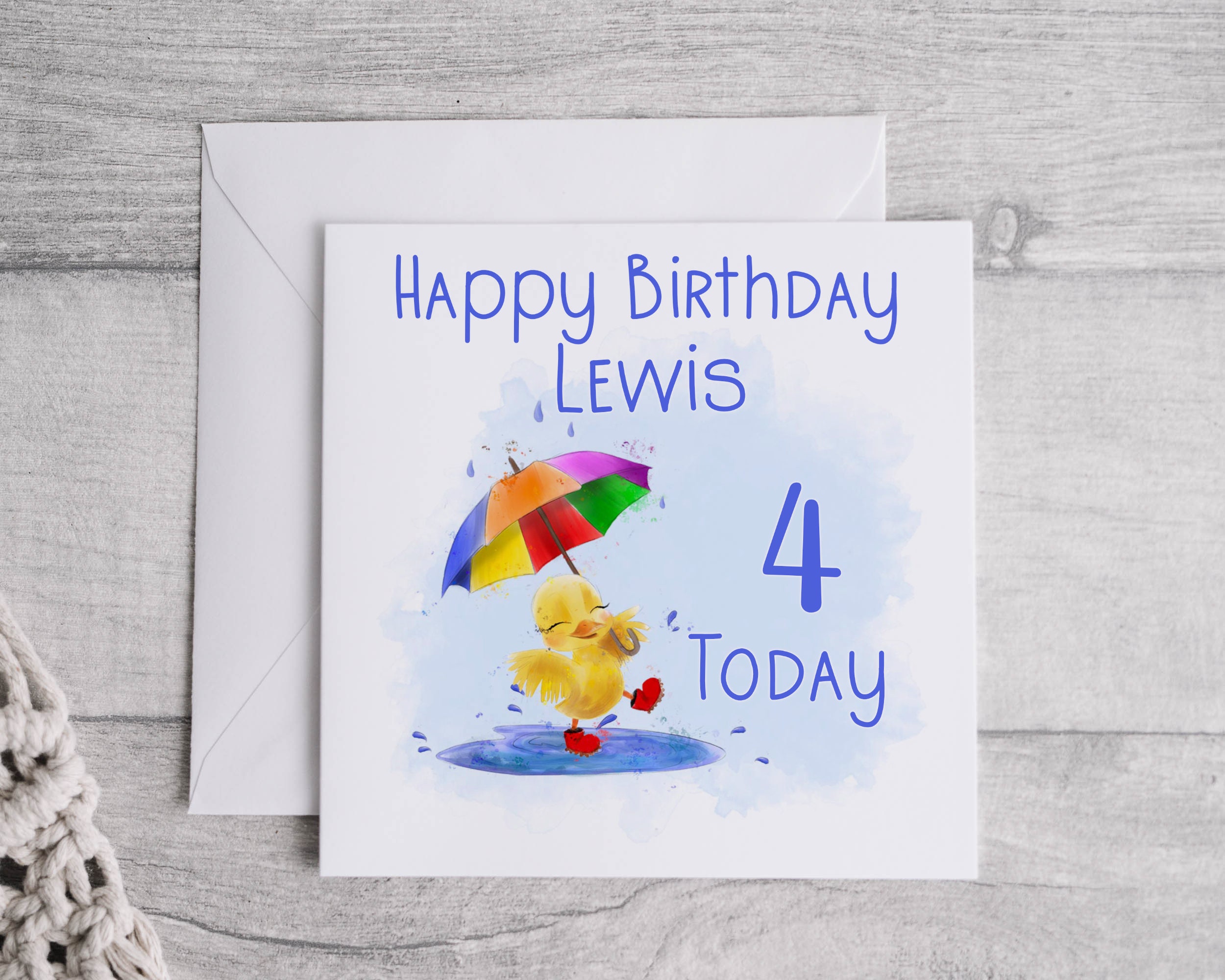 Personalised Birthday Greeting 6"x6" Card Animals Happy Duck 