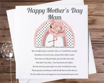 Mother's Day card, flamingo card, card with poem