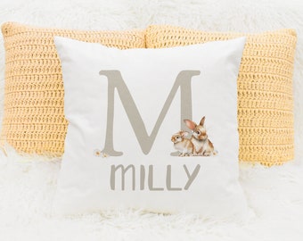 Personalised bunny cushion, alphabet pillow, Easter bunny, cute rabbit