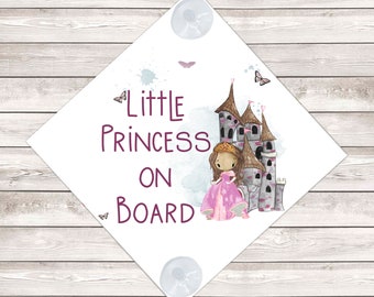 Little Princess baby on board sign. Aluminium window sign with suction cups to adhere to the window.