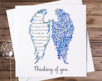 Forget Me Not Angel Wings Sympathy Card, Remembrance Poem
