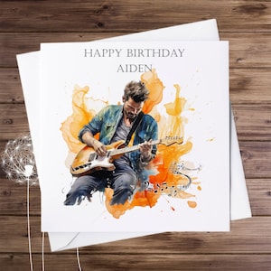 Personalised birthday card, music card, guitar card, card for musicians