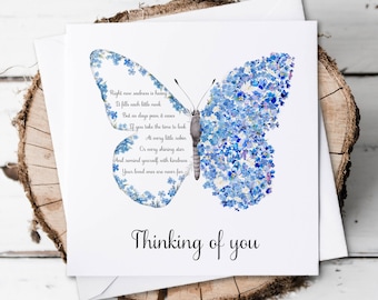 Forget Me Not Butterfly Sympathy Card, Bereavement Condolences