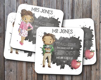 Teacher coaster, personalised gift, male teacher, female teacher, ideal gift for tutors, teacher gift, professor gift