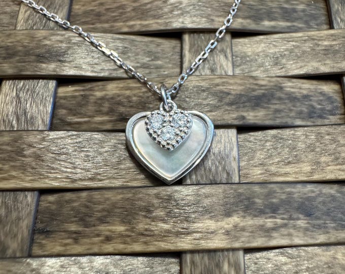 Silver Heart Necklace for Women, Dainty Necklace, Double Hearts Necklace, Charm Necklace, Gift Idea for her, Romantic, Minimalist Design