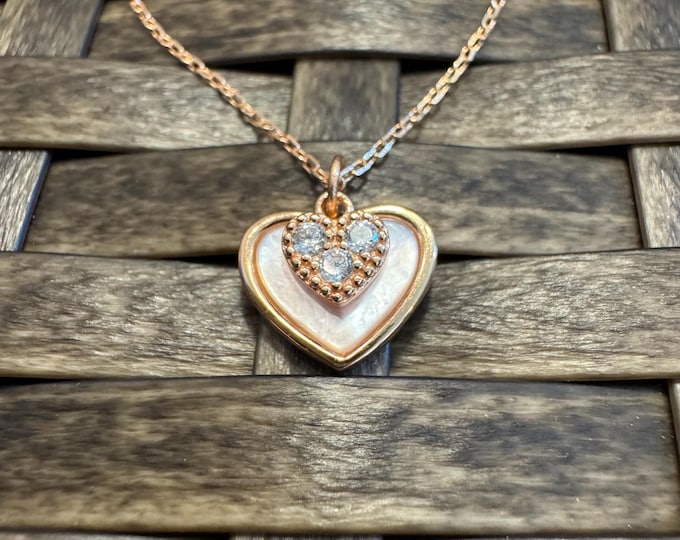 Rose Gold Heart Necklace for Women, Dainty Necklace, Double Hearts Necklace, Charm Necklace, Gift Idea for her, Romantic, Minimalist Design