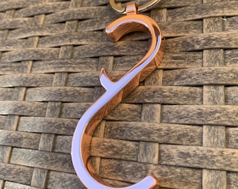Stylish "S" Multi-functional Key Chain (Shiny Rose Gold) – No Touch Door Opener, Bottle Opener and Stylus Tip for Touch Screens