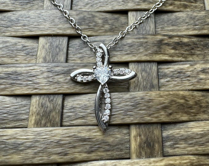 Silver Cross Necklace (Type #3). Christian Jewelry. Minimalist Protection Necklace. Dainty Cross Pendant. Religious Jewelry for Women