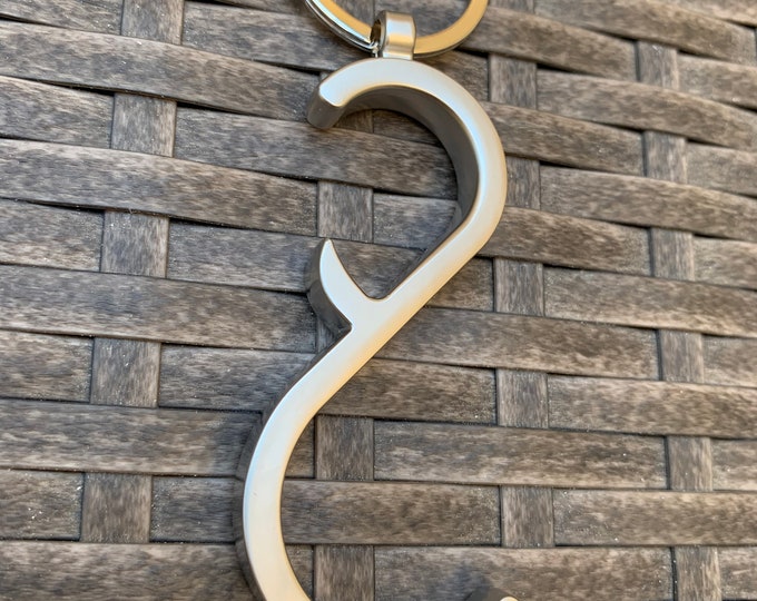 Stylish "S" Multi-functional Key Chain (Matt Silver) – No Touch Door Opener, Bottle Opener and Stylus Tip for Touch Screens