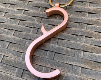 Stylish "S" Multi-functional Key Chain (Rose Gold) – No Touch Door Opener, Bottle Opener and Stylus Tip for Touch Screens