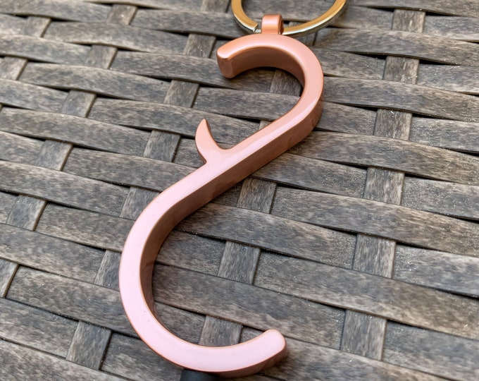 Stylish "S" Multi-functional Key Chain (Rose Gold) – No Touch Door Opener, Bottle Opener and Stylus Tip for Touch Screens