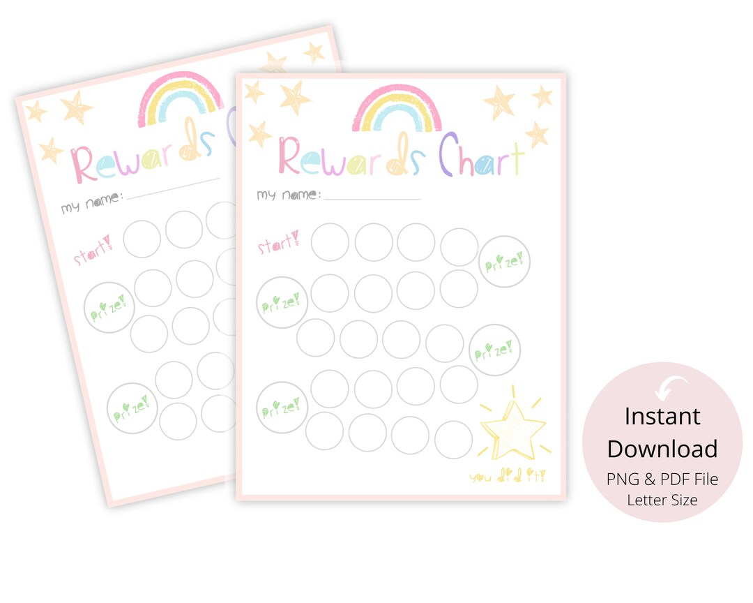 Kids Reward Chart Printable INSTANT DOWNLOAD, Toddlers Reward Chart - Etsy