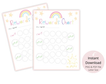 Kids Reward Chart Printable INSTANT DOWNLOAD, Toddlers Reward Chart