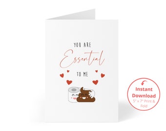 Valentine’s Card - Blank inside - You Are Essential To Me, INSTANT DOWNLOAD, Valentines Day Card For Boyfriend, Printable Files