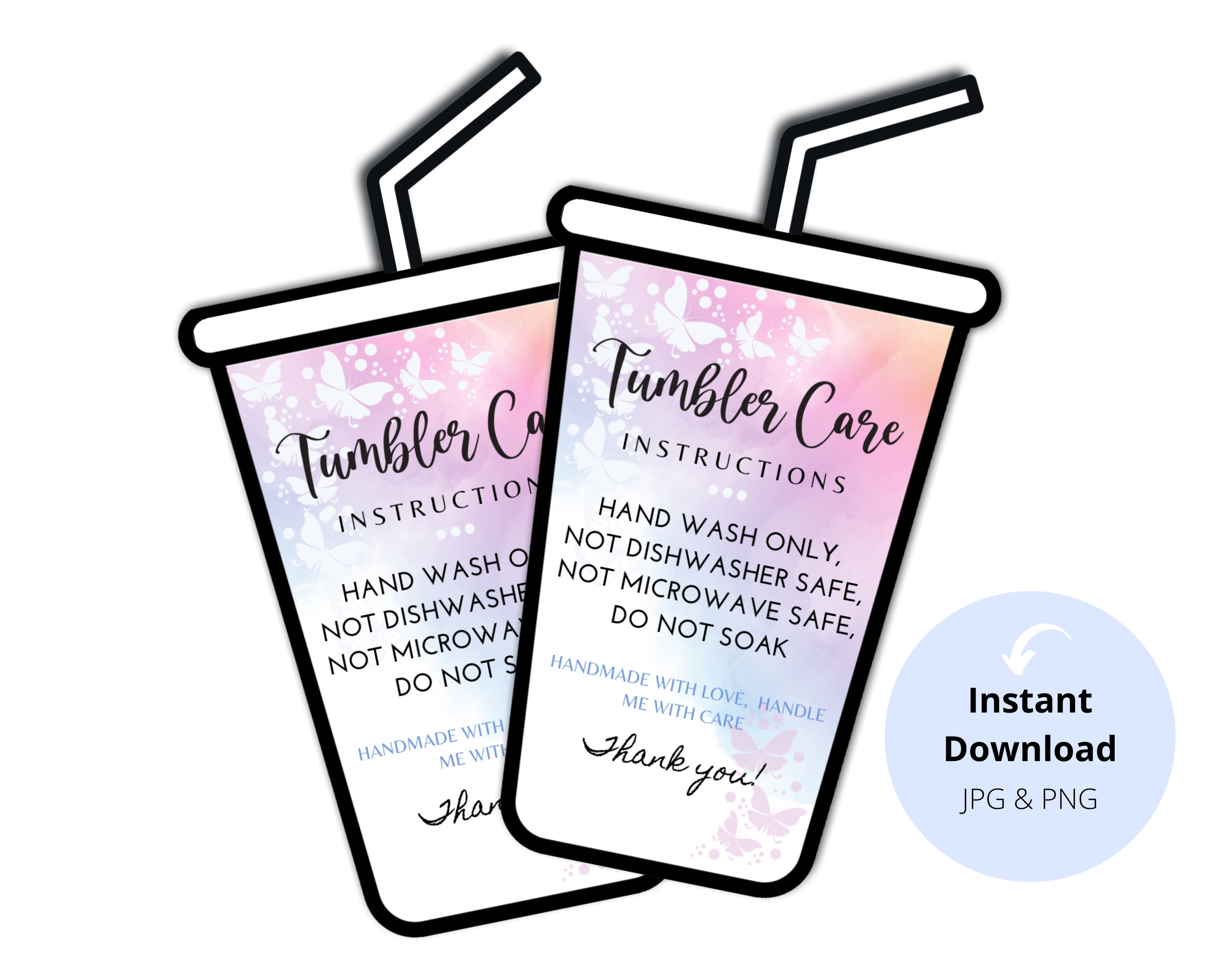 Printable Tumbler Care Cards, Skinny Tumbler Care Instructions, Cold Cup Care  Cards, Cup Care Cards Download, PDF & PNG 