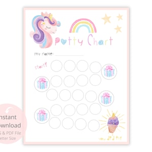 Einhorn Kinder Töpfchen Training Chart, druckbare SOFORT DOWNLOAD, Kleinkinds Belohnung Chart, Toilette Training Chart Magenta