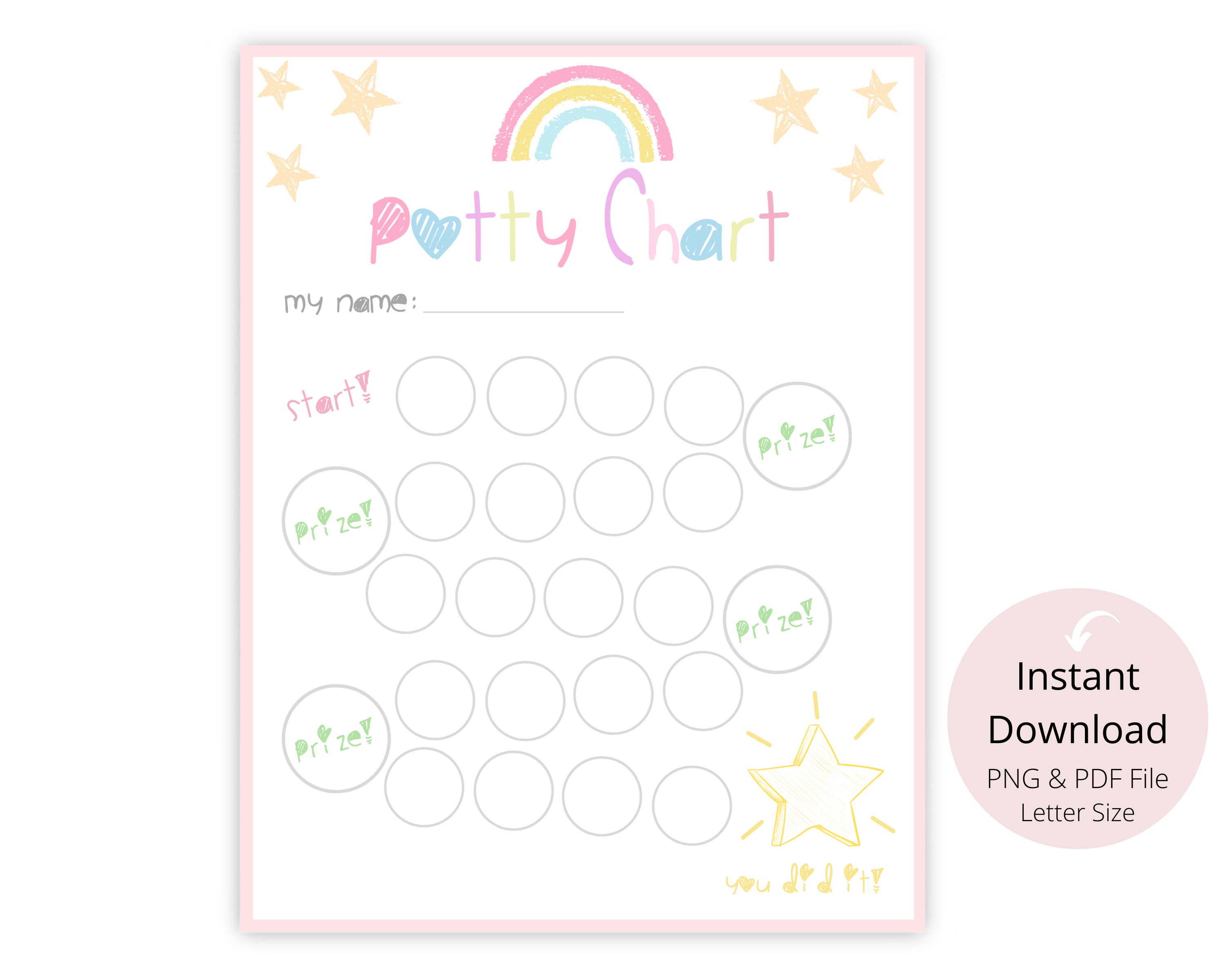 Kids Potty Training Chart Rainbow Printable INSTANT DOWNLOAD - Etsy