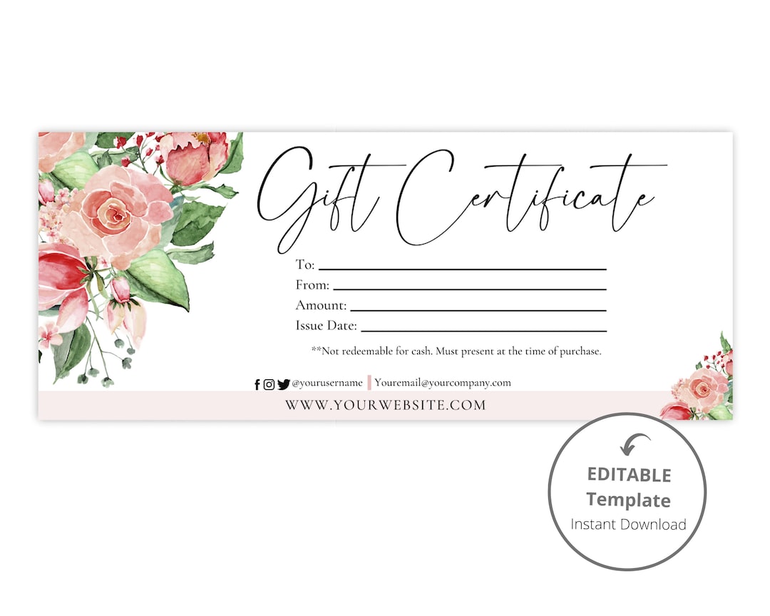 EDITABLE Gift Certificate Digital Print Canva Gift Certificate Template, Scentsy Gift