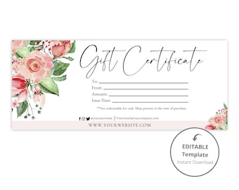 EDITABLE Gift Certificate Digital Print - Canva Gift Certificate Template, Scentsy Gift Certificate, Gift Certificate Digital File