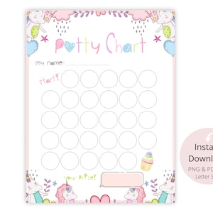 Kids Potty Training Chart Cupcake, Printable INSTANT DOWNLOAD, Toddlers Reward Chart, Toilet Training