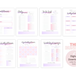 READY TO PRINT Daily Planner, Weekly Planner, Monthly Planner, Printable Planner, A5 Planner Inserts, & Letter Size