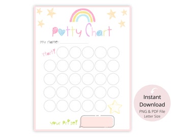 Kids Potty Training Chart Rainbow, Printable INSTANT DOWNLOAD, Toddlers Reward Chart, Toilet Training Chart