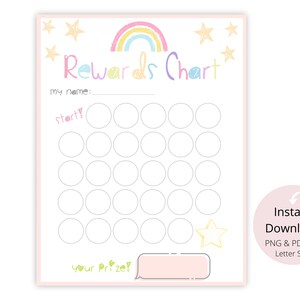 Kids Reward Chart Printable INSTANT DOWNLOAD, Toddlers Reward Chart