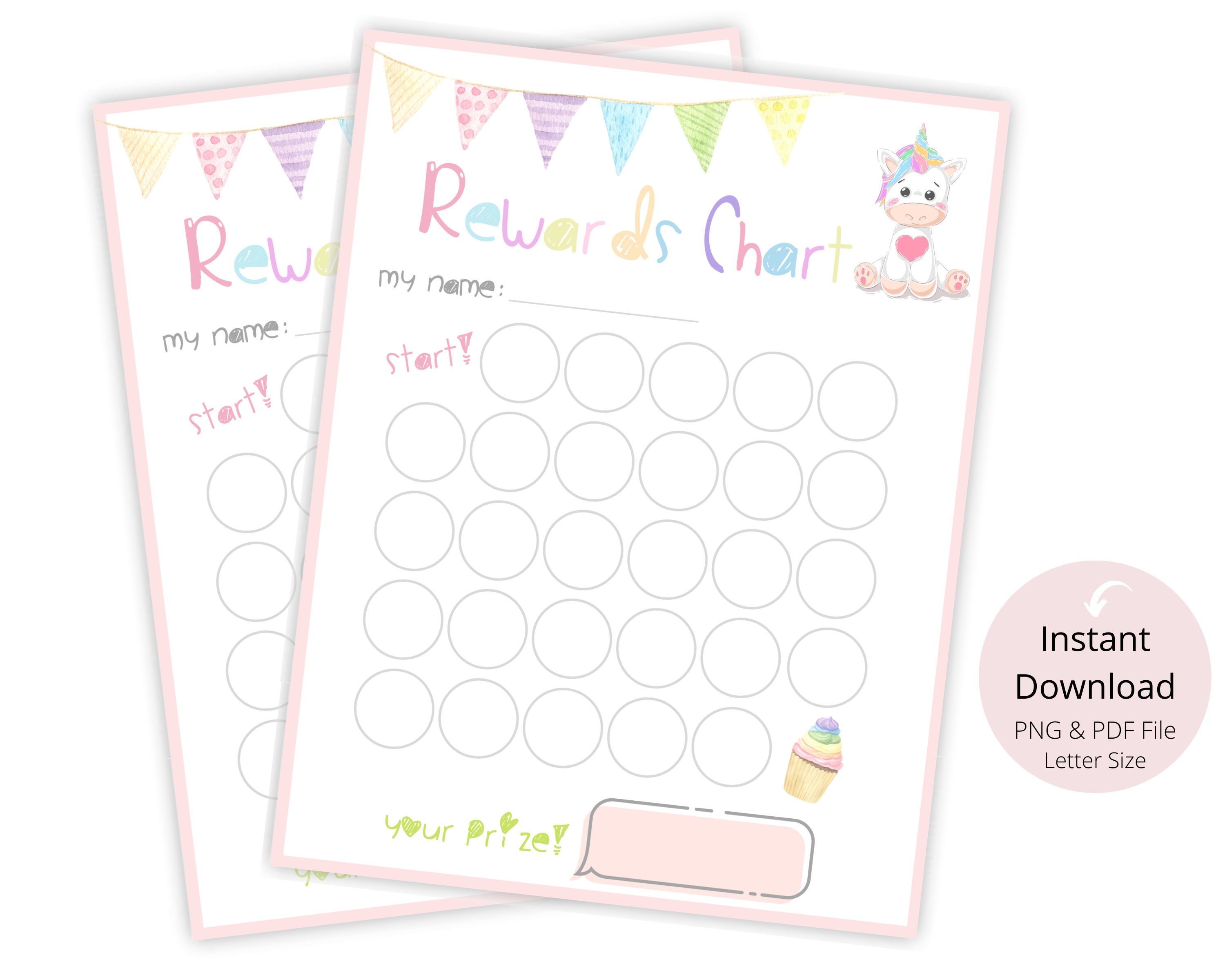 Kids reward chart printable unicorn instant download etsy