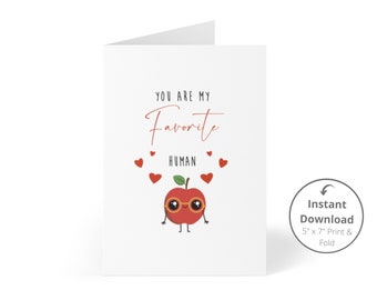 Valentine’s Card - Blank inside - You Are My Favorite Human, INSTANT DOWNLOAD, Valentines Day Card For Boyfriend, Printable Files