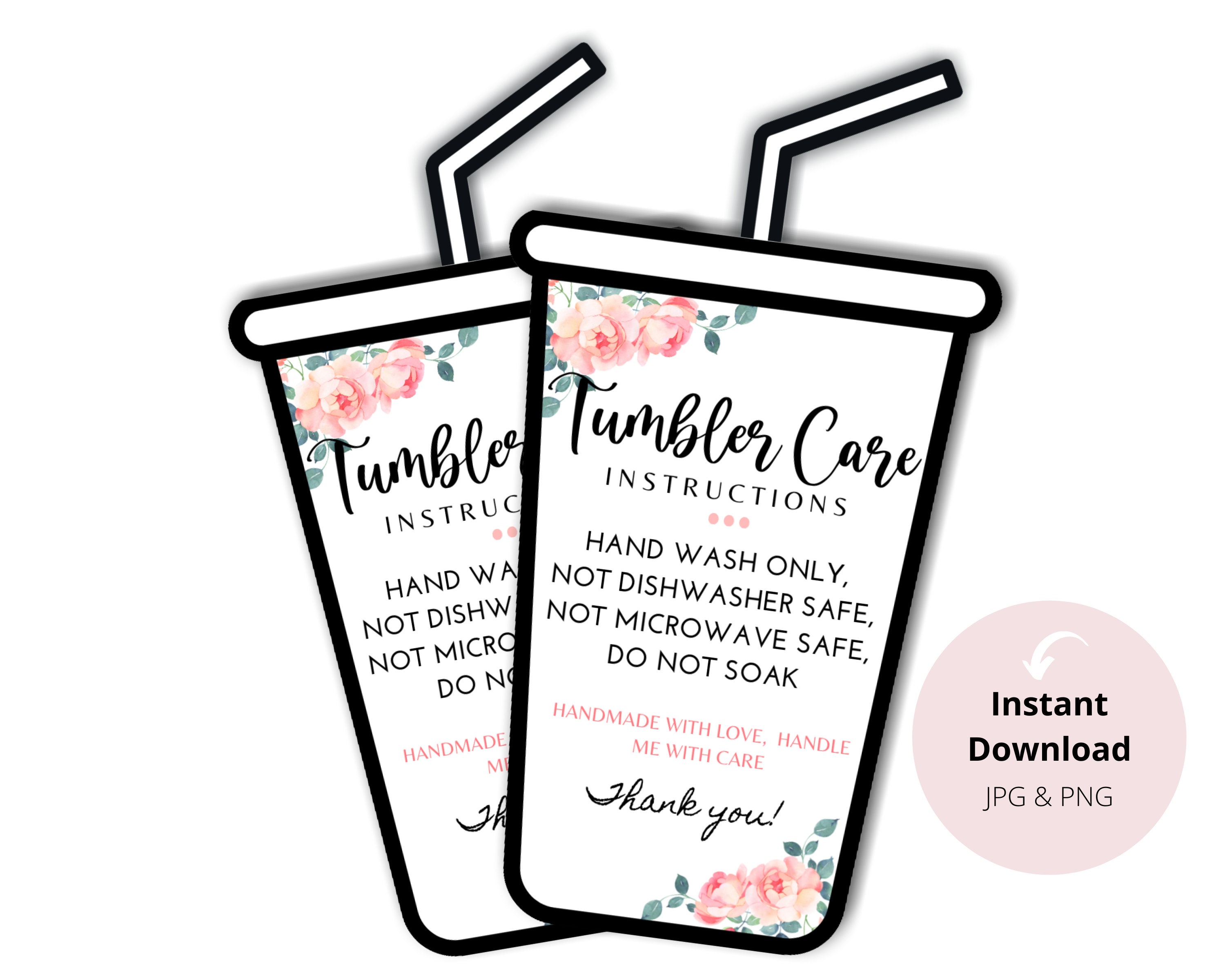 50 Care Instruction Cards Tumbler, Care Instructions for Tumbler Insert for  Small Business, Care Instruction Cards for Cups, Small Online Shop Package