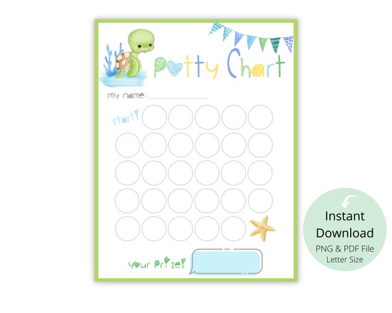 Kids Potty Training Chart Turtle Printable INSTANT DOWNLOAD - Etsy