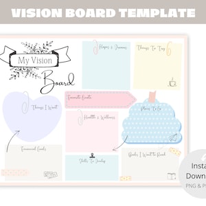2024 Digital Vision Board Template, Canva Kit, Goal Setting, Manifesting,  Photo Collage, Printable, Virtual, Vision Board Party, Dream Board 