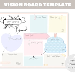 Modèle imprimable de Conseil de vision, PRÊT À IMPRIMER, Conseil de rêve, Conseil d'inspiration, Modèle remplissable Pdf, Format lettre imprimable