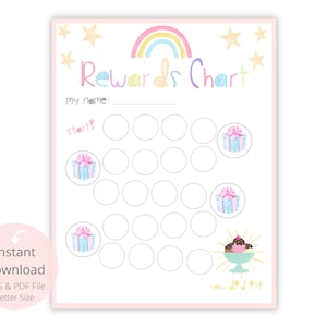 Kids Rewards Chart, Printable INSTANT DOWNLOAD, Toddlers Potty Chart, Toilet Training
