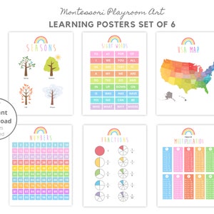 Montessori Learning Posters: Seasons, Sight Words, USA Map (Digital Download)