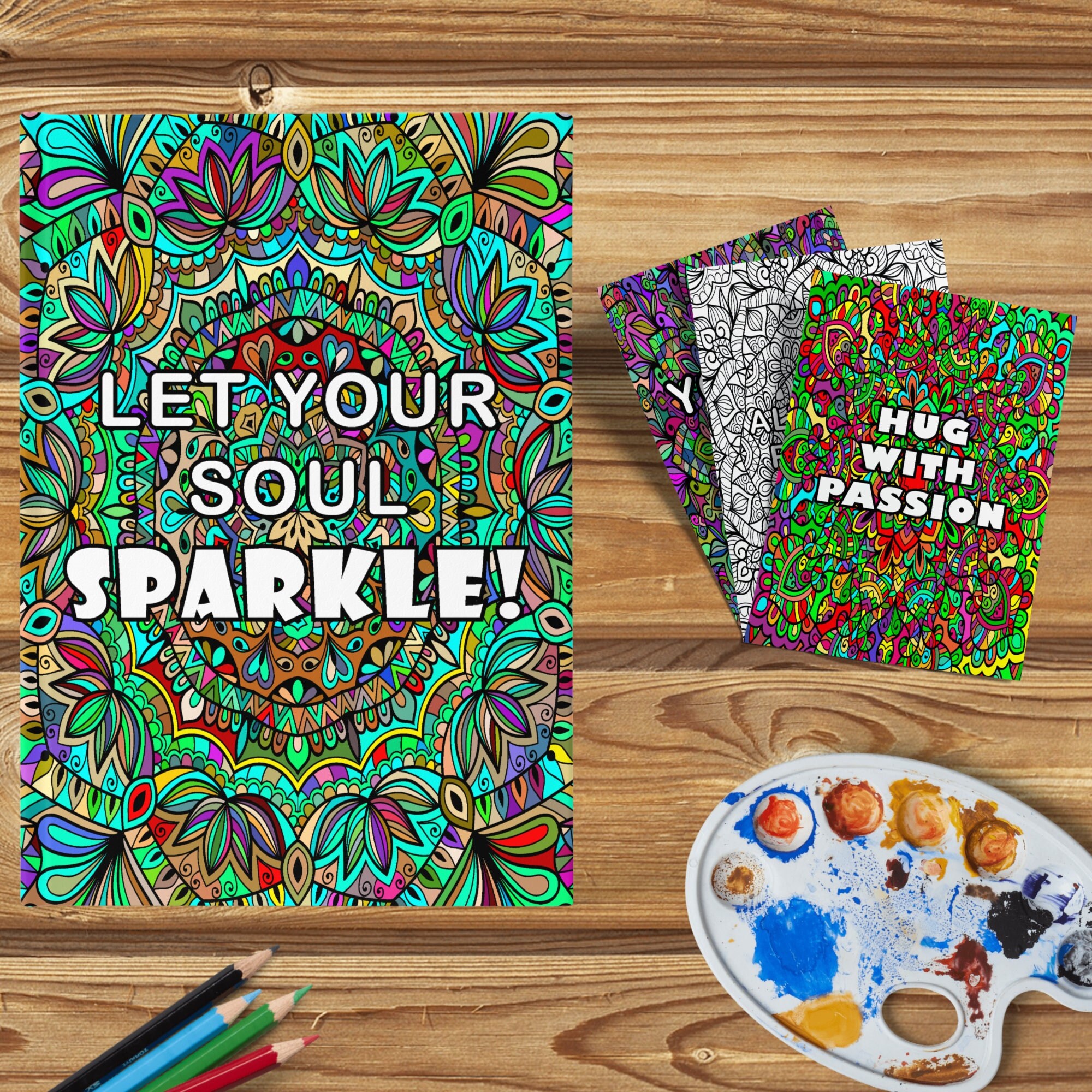 50 inspirational coloring pages pdf digital adult coloring etsy