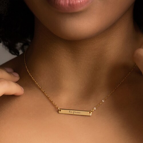 Personalization 925 Sterling Silver Bar Necklace Custom Etsy